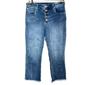 Greene St. Denim High Rise Kick Flare Button Fly Cropped  Jeans Size 31